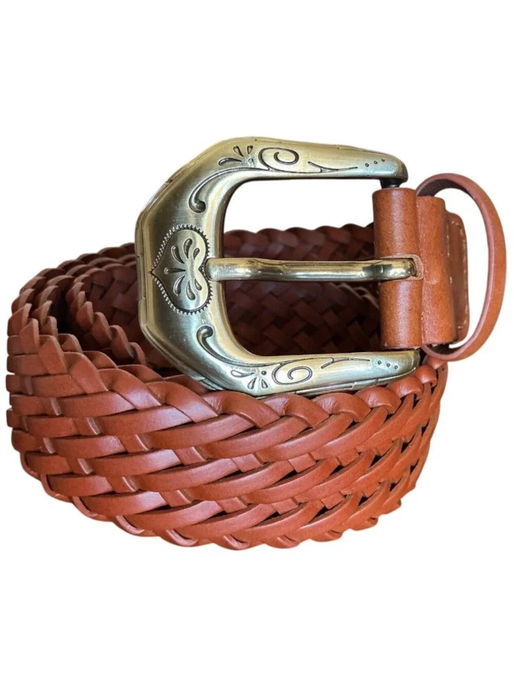 Anthropologie Western Buckle Woven Tan Belt Size Extra Small New